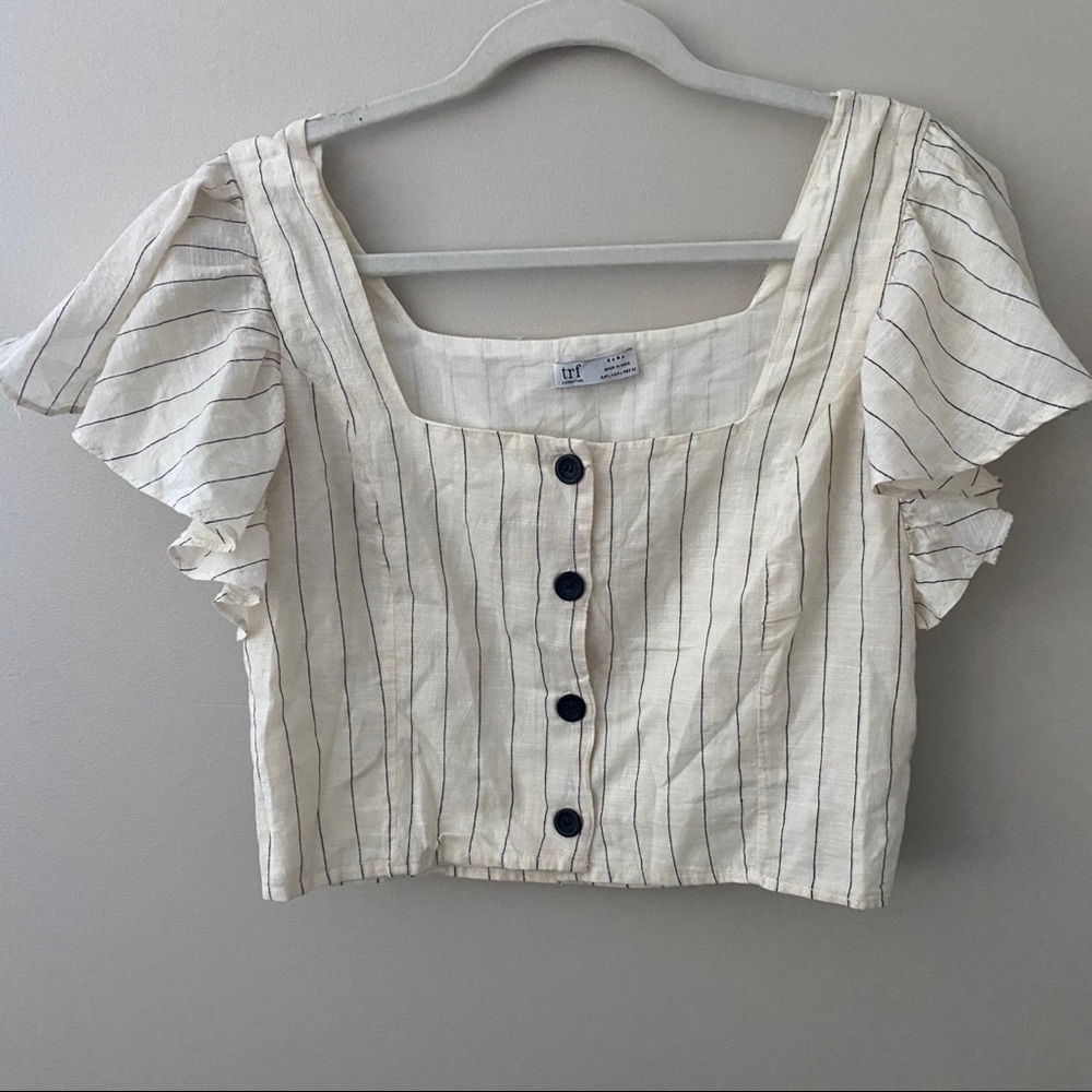 Zara TRF Collection Crop Blouse Sz L